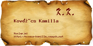 Kovács Kamilla névjegykártya